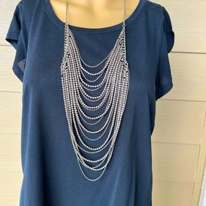 Silver Chains & Beads Multi-tiered Chandelier Necklace